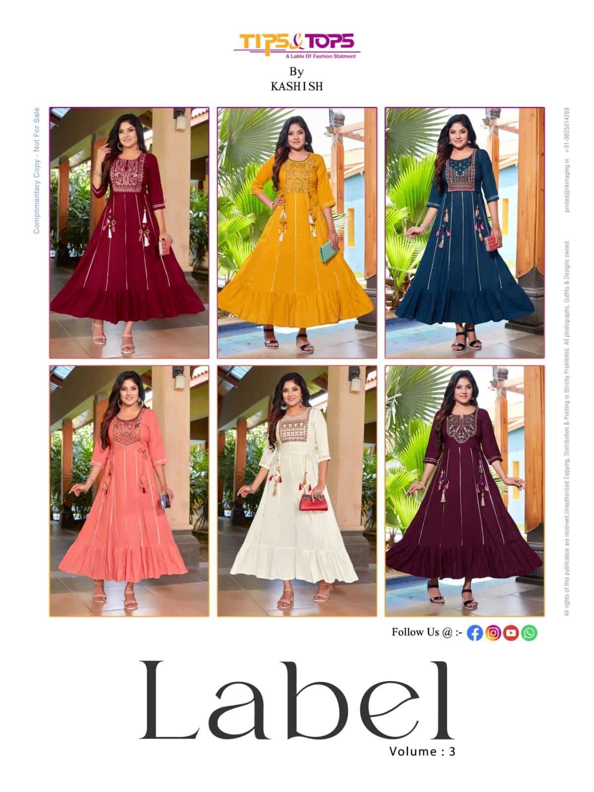 Tips And Tops Label 3 New Festive Wear Designer Long Anarkali Kurti Collection
